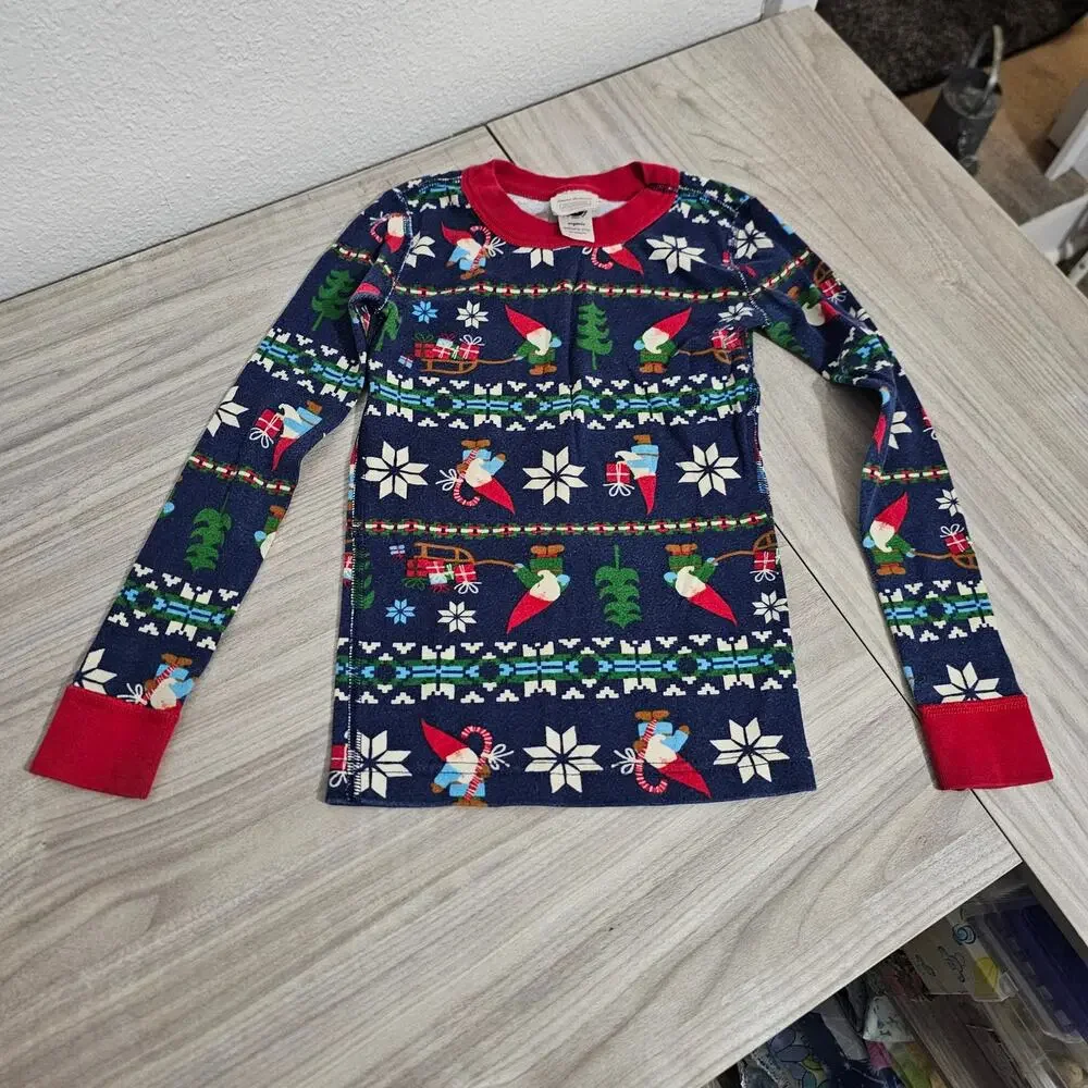 Hanna Andersson Pajama Set Christmas Gnome Long Sleeve Blue Red Boys 6-7